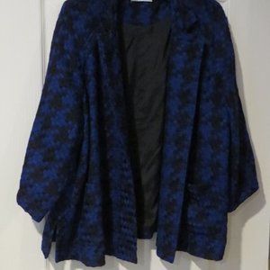 Coldwater Creek Blue/Black Patterned Swing Jacket Size Large